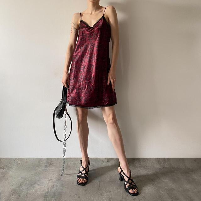 Vintage Women's Mini Dress - Burgundy - M on Productcaster.