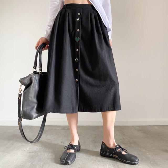 Vintage Women's Midi Skirt - Black - L on Productcaster.