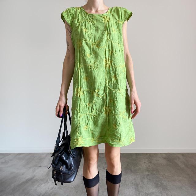 Vintage Women's Midi Dress - Green - L on Productcaster.