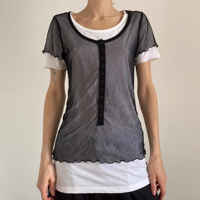 Vintage Women's Blouse - Black/White - S on Productcaster.