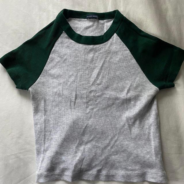 Brandy Melville Women's Crop top - Grey/Green - S on Productcaster.