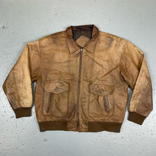 Vintage Men's Bomber Jacket - Brown - L on Productcaster.