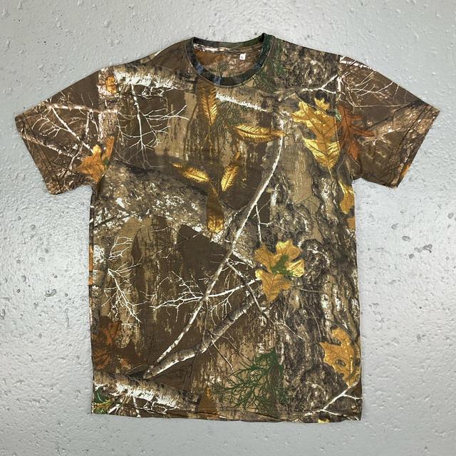 Vintage Men's T-shirt - Khaki/Multi on Productcaster.