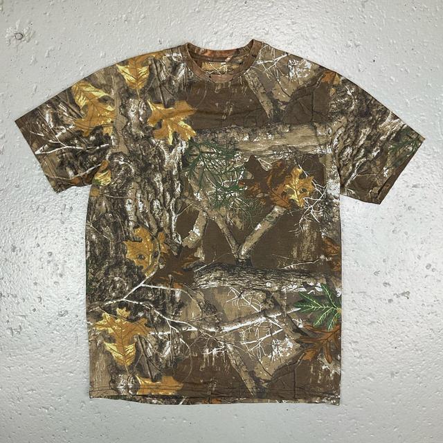 Vintage Men's T-shirt - Khaki/Multi on Productcaster.