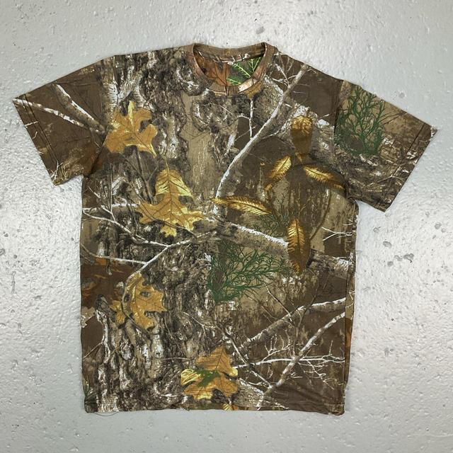 Vintage Men's T-shirt - Khaki/Multi - M on Productcaster.