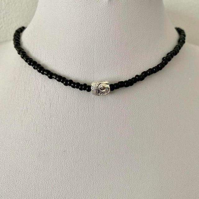 Women's Necklace - Black/Silver on Productcaster.