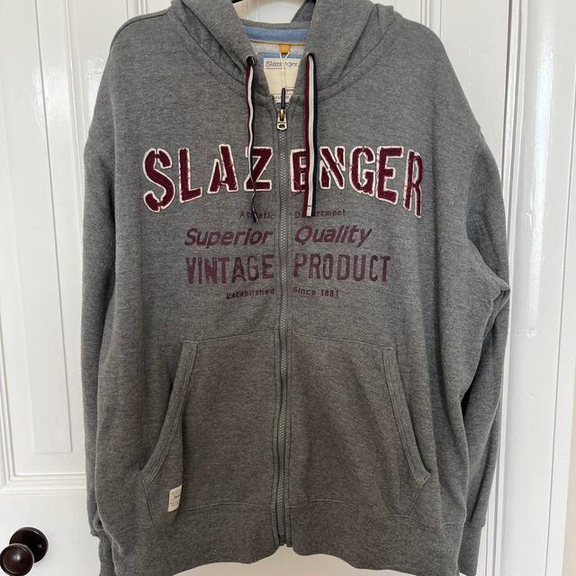 Slazenger Men's Hoodie - Grey/Burgundy - XL on Productcaster.