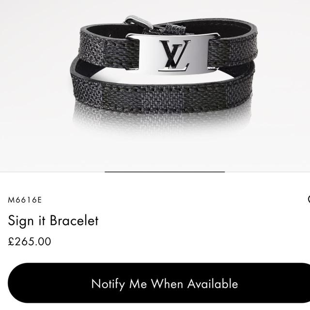 Louis Vuitton Men's Bracelet - Black/Silver on Productcaster.