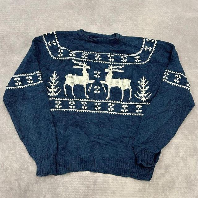 Vintage Men's Jumper - Blue - M on Productcaster.