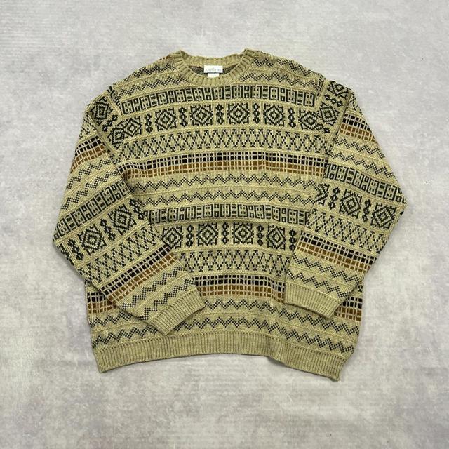 Vintage Men's Jumper - Tan/Multi - L on Productcaster.