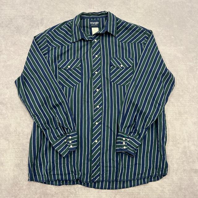 Wrangler Men's Shirt - Blue/Green - XXL on Productcaster.