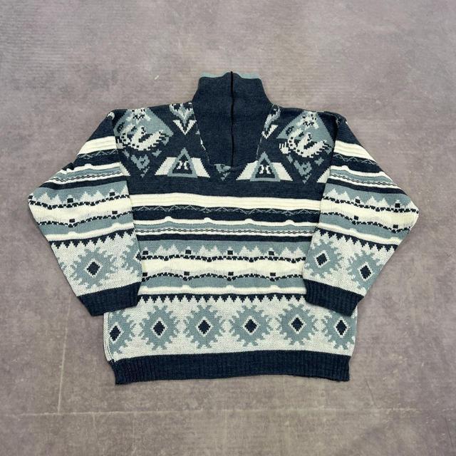 Vintage Men's Jumper - Blue - M on Productcaster.