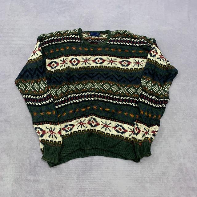 Vintage Men's Jumper - Green/Multi - L on Productcaster.