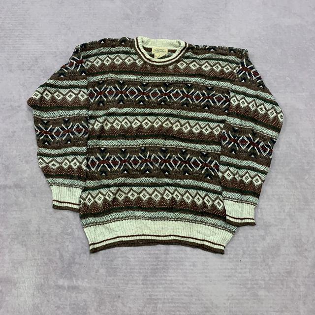 St. John's Bay Men's Jumper - Tan/Multi - M on Productcaster.