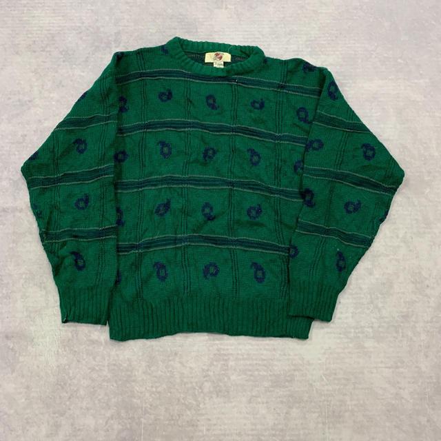 Vintage Men's Jumper - Green/Multi - M on Productcaster.