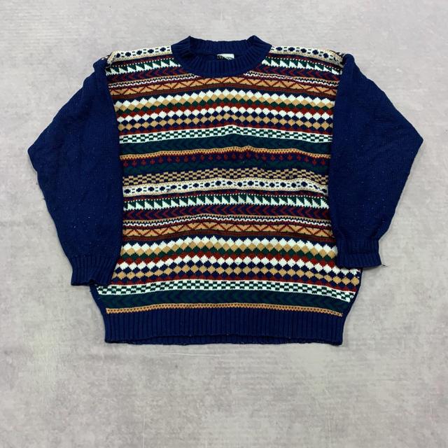 Vintage Women's Jumper - Blue/Multi - L on Productcaster.