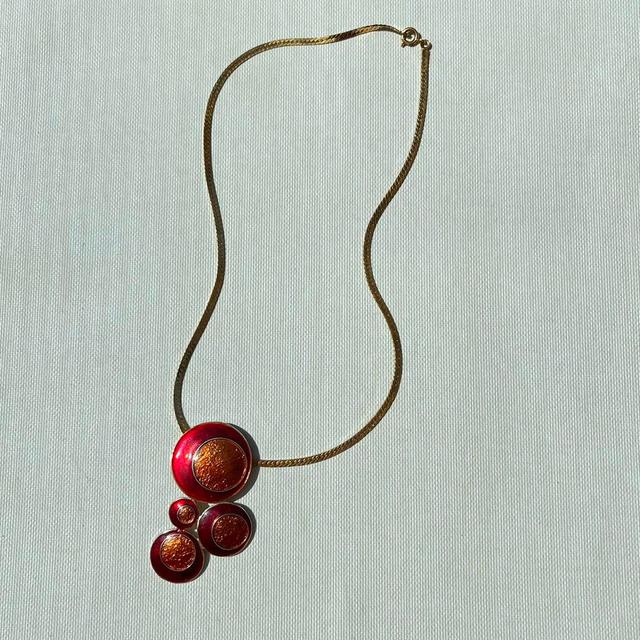 Vintage Women's Necklace - Gold/Red on Productcaster.