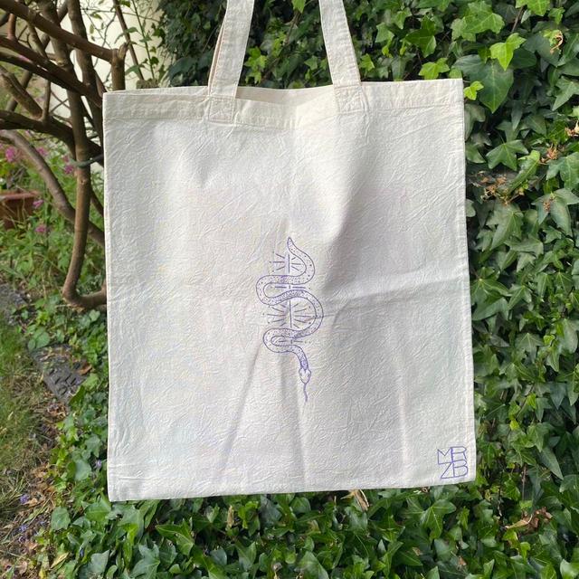 Reworked Women's Tote bags - Cream/Purple on Productcaster.