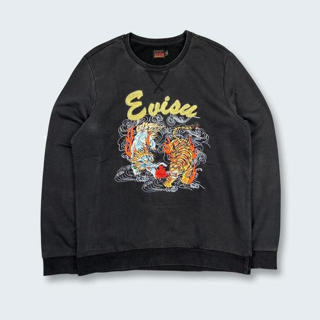 Evisu Men's Jumper - Black - L on Productcaster.