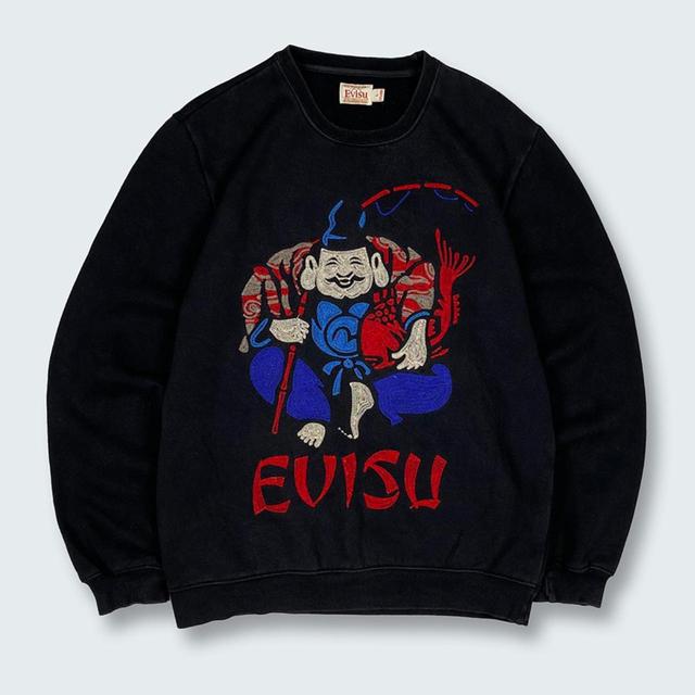 Evisu Men's Sweatshirt - Black/Multi - M on Productcaster.