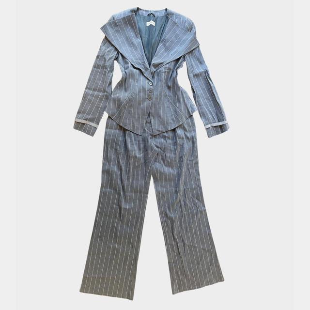 Emporio Armani Women's Suit - Grey/Blue - L on Productcaster.