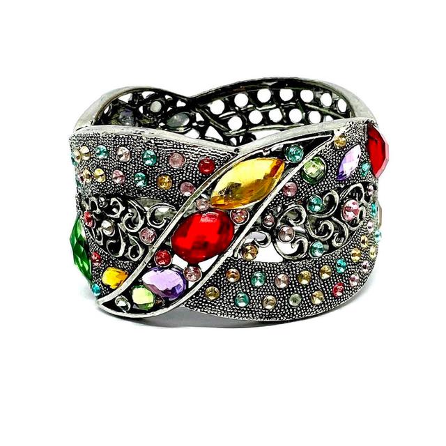 Vintage Women's Bracelet - Silver/Multi on Productcaster.