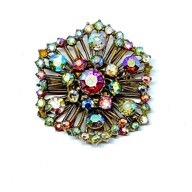 Vintage Women's Brooch - Gold/Multi on Productcaster.