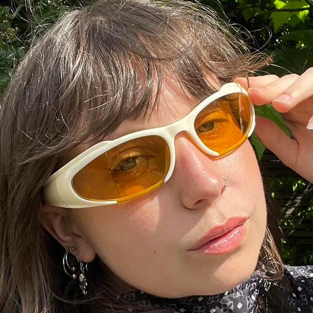 Deadstock Women's Cat eye Sunglasses - Cream/Yellow on Productcaster.