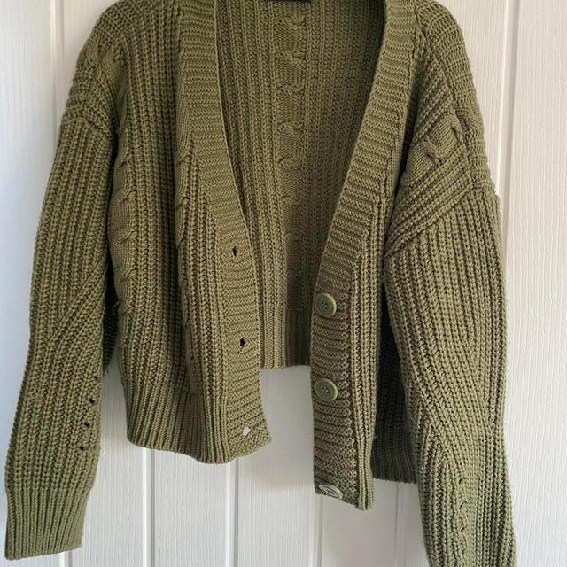 Stradivarius Women's Cardigan - Green/Khaki - S on Productcaster.