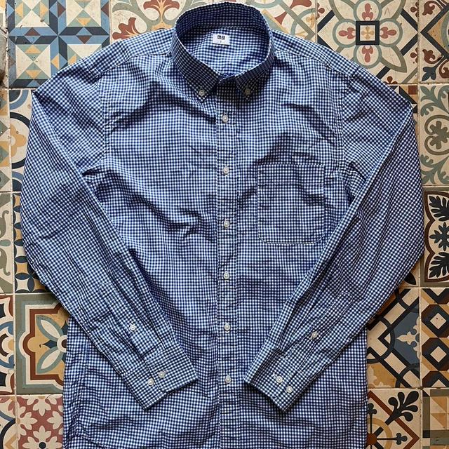 UNIQLO Men's Shirt - Blue/White - S on Productcaster.