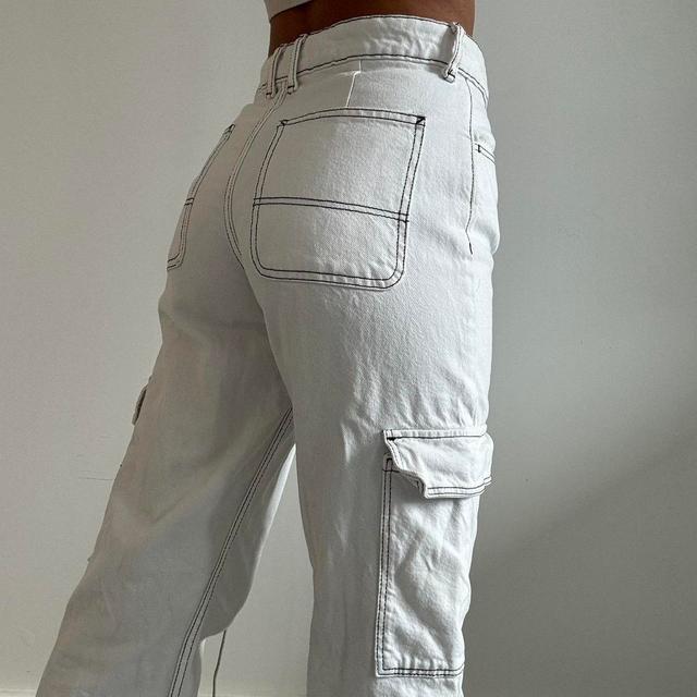 Bershka Women's Cargo Trousers - White/Cream - XS on Productcaster.