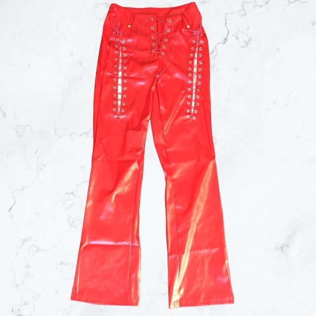 Women's Flare Painted Trousers - Red - M on Productcaster.