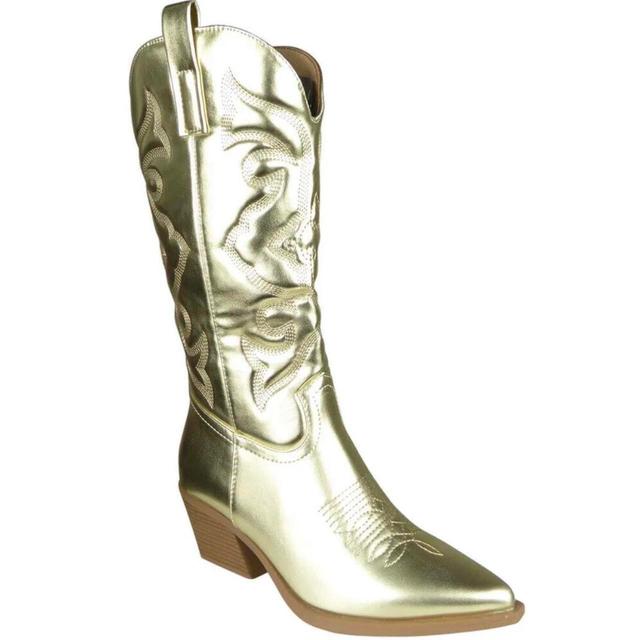 Women's Mid calf Boots - Gold - UK 6 on Productcaster.