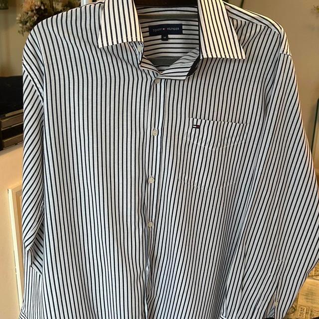 Tommy Hilfiger Men's Shirt - Blue/White - M on Productcaster.