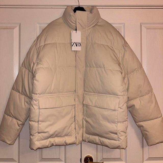 Zara Men's Puffer Jacket - Cream - XL on Productcaster.