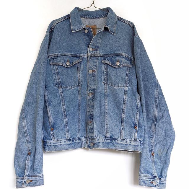 Vintage American Women's Bomber Jacket - Blue - UK 12 on Productcaster.