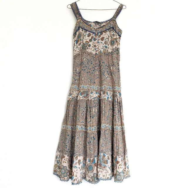 Vintage American Women's A-line Dress - Cream/Multi - 8 on Productcaster.