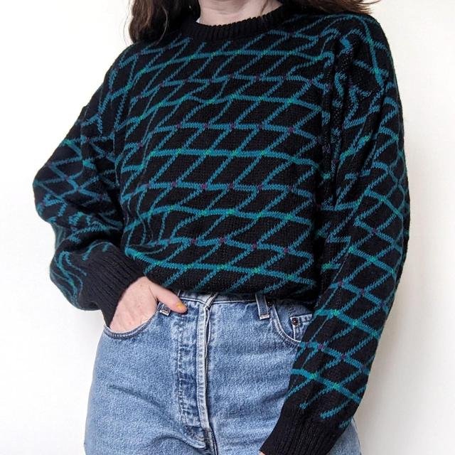 Vintage American Women's Jumper - Black/Multi - 12 on Productcaster.