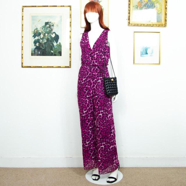 Vintage Women's Palazzo Jumpsuit - Purple/Black - M on Productcaster.