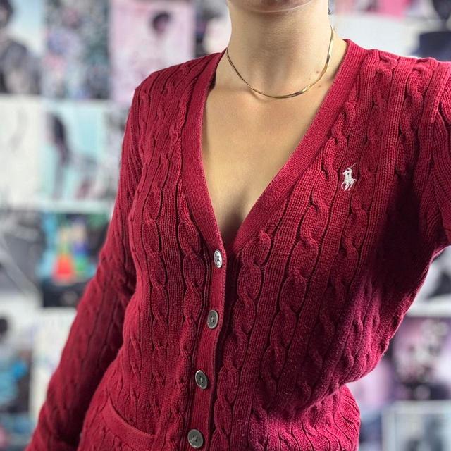 Ralph Lauren Women's Cardigan - Red/Burgundy - S on Productcaster.