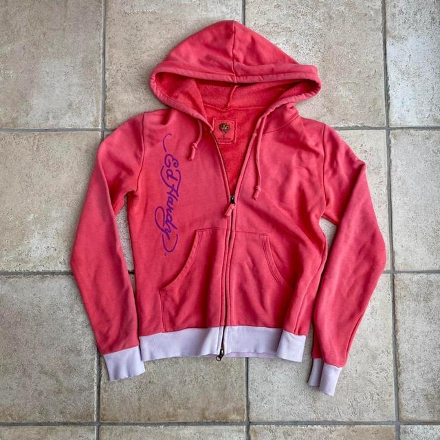 Ed Hardy Women's Hoodie - Pink/Red - 6 on Productcaster.