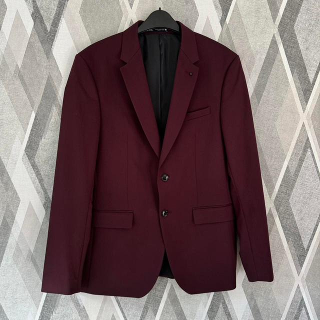 Zara Men's Tailored jacket - Burgundy - L on Productcaster.