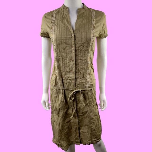 Vintage Women's Shirt Dress - Khaki - S on Productcaster.