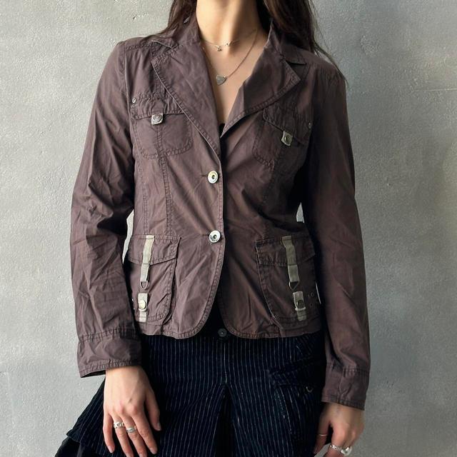 Vintage Women's Bomber Jacket - Khaki - UK 8 on Productcaster.