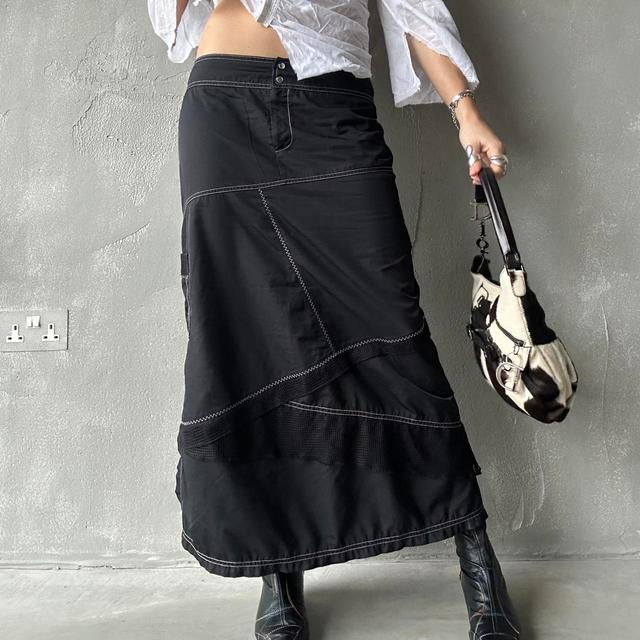 Vintage Women's Maxi Skirt - Black/Cream - M on Productcaster.