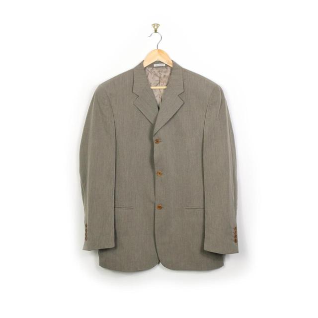 Vintage Men's Blazer Jacket - Grey - L on Productcaster.