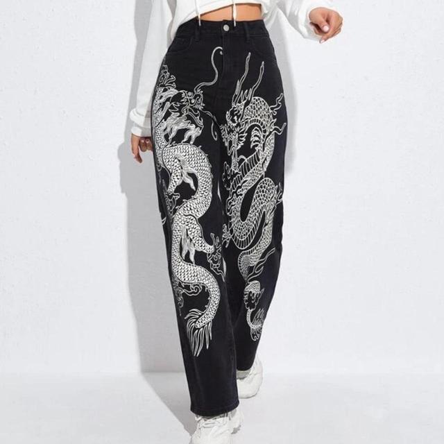 Women's Printed Jeans - Black - UK 6 on Productcaster.