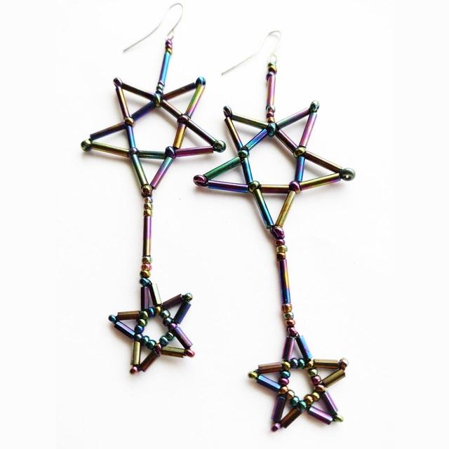 Handmade Women's Earrings - Black/Multi on Productcaster.