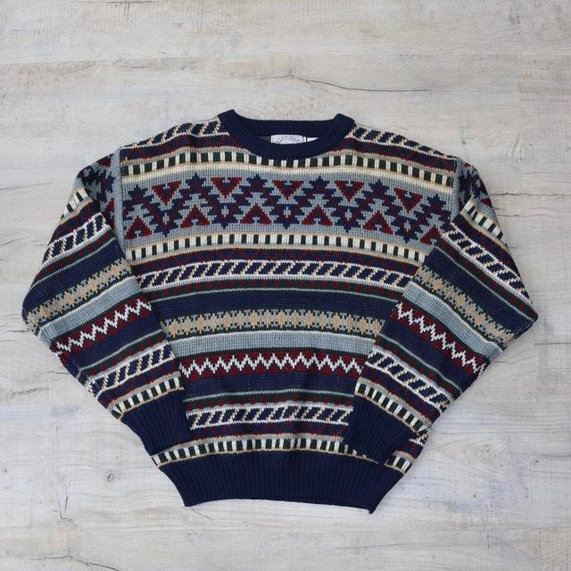 Vintage Men's Jumper - Blue - S on Productcaster.