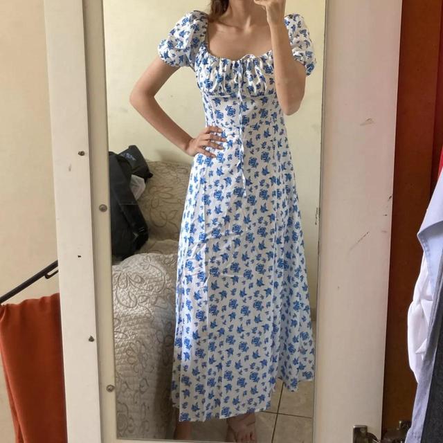 Vintage Women's Babydoll Dress - Blue/White - S on Productcaster.